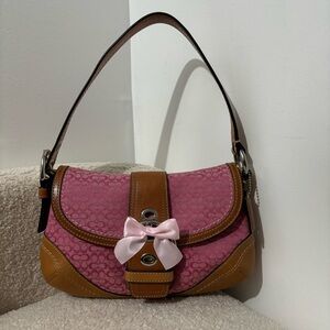 y2k coach pink brown signature soho buckle flap shoulder bag 🎀